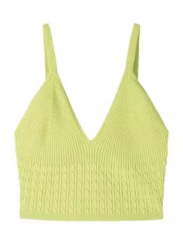 Вязаный топ Bershka, зеленый