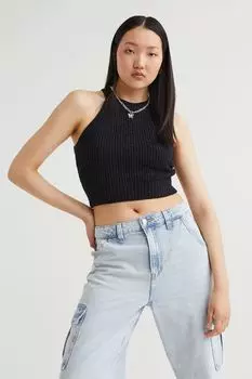 Вязаный топ без рукавов H&amp;M, черный