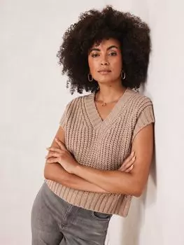 Вязаный топ без рукавов Mint Velvet, коричневый кэмел