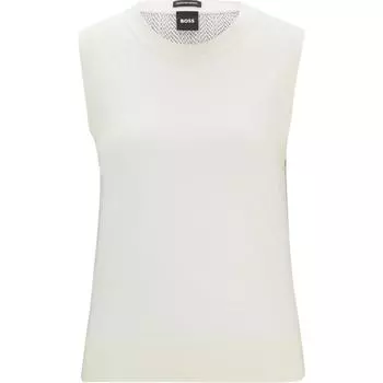 Вязаный топ без рукавов с абстрактным узором Boss HUGO BOSS, Natural White
