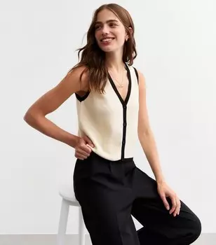 Вязаный топ без рукавов с белым кончиком New Look, белый