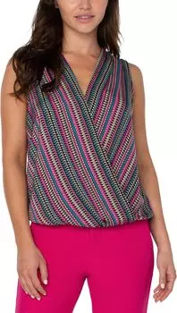 Вязаный топ без рукавов с V-образным вырезом и драпировкой спереди Liverpool Los Angeles, цвет Texture Multi Stripe