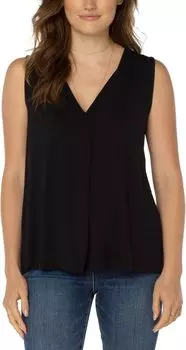 Вязаный топ без рукавов с V-образным вырезом и защипами Liverpool Los Angeles, черный