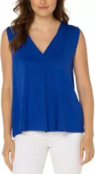 Вязаный топ без рукавов с V-образным вырезом и защипами Liverpool Los Angeles, цвет Bombshell Blue