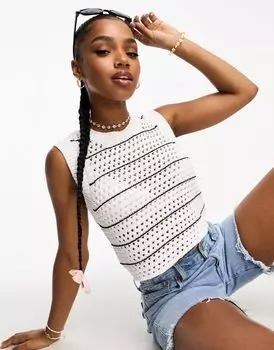 Вязаный топ без рукавов в полоску ASOS DESIGN