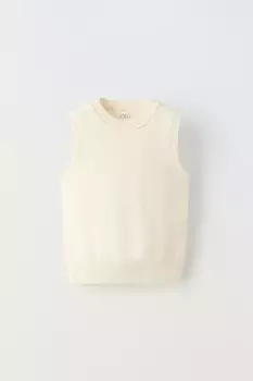 Вязаный топ без рукавов ZARA, экрю
