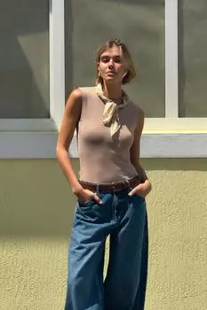 Вязаный топ без рукавов ZARA, цвет Beige-pink