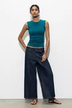 Вязаный топ без рукавов ZARA, цвет Duck blue