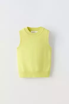 Вязаный топ без рукавов ZARA, цвет lime