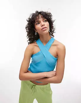 Вязаный топ цвета морской волны Topshop