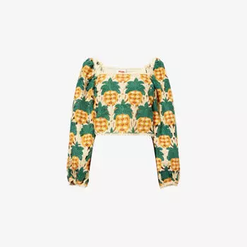 Вязаный топ Farm Rio с ананасовым узором, желтый