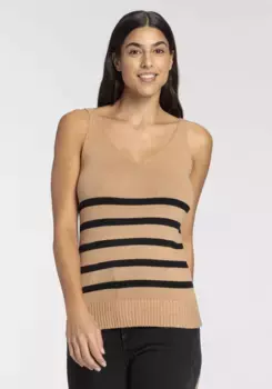 Вязаный топ HECHTER PARIS с V-образным вырезом и полосками - НОВАЯ КОЛЛЕКЦИЯ, черный