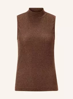 Вязаный топ из блестящей пряжи rich&royal, коричневый