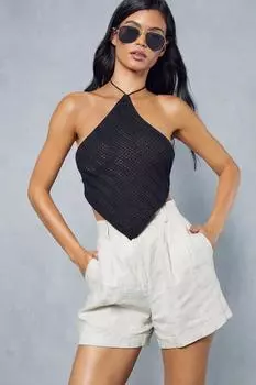 Вязаный топ из шарфа MISSPAP, черный