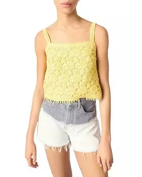 Вязаный топ крючком Maje, желтый