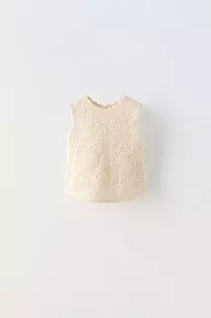 Вязаный топ крючком ZARA, экрю