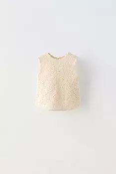 Вязаный топ крючком ZARA, экрю