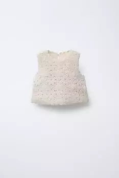 Вязаный топ крючком ZARA, экрю
