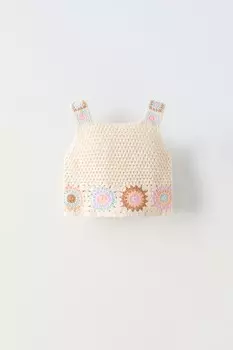 Вязаный топ крючком ZARA, цвет lilac