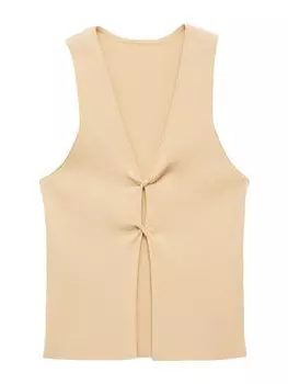 Вязаный топ MANGO CHACHI, бежевый