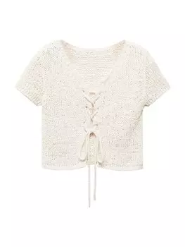 Вязаный топ MANGO Knitted Top Mauri, белый