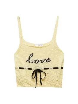 Вязаный топ Mango LOVE, светло-желтого