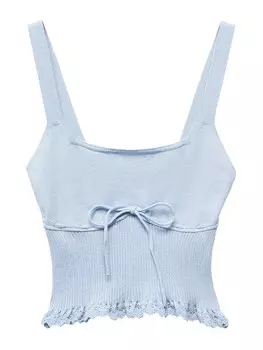 Вязаный топ Mango LOVI, светло-синий