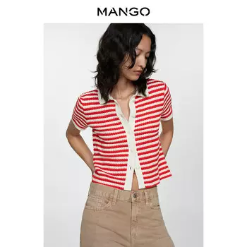 Вязаный топ Mango в полоску, красный