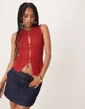 Вязаный топ Motel birama с пуговицами, красный