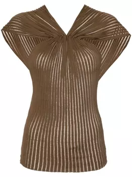 Вязаный топ на одно плечо Saint Laurent, зеленый