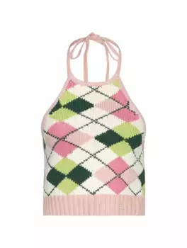 Вязаный топ на завязках Ganni, мультиколор