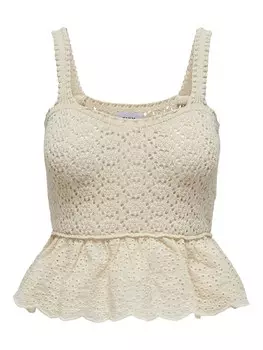 Вязаный топ ONLY Knitted Top Chrissia, бежевый
