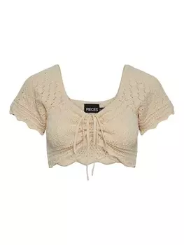 Вязаный топ PIECES Knitted Top Bluma, кремовый