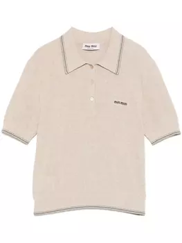 Вязаный топ-поло Miu Miu, нейтральный