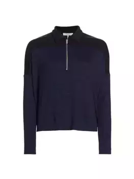 Вязаный топ-поло с длинными рукавами на молнии Rag & Bone, черный