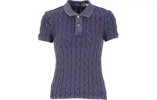 Вязаный топ-поло с вышивкой Polo Pony Polo Ralph Lauren, фиолетовый