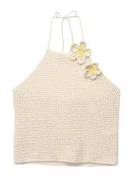 Вязаный топ Pull&Bear, бежевый