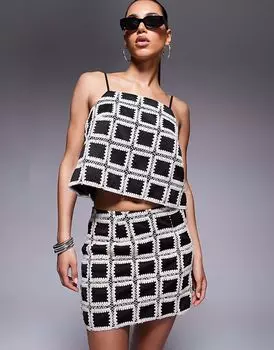 Вязаный топ River Island черного цвета