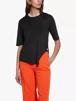 Вязаный топ с асимметричным подолом SISLEY, черный