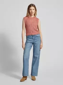 Вязаный топ с ажурным узором модель «ЮДИ» Mango, розовый