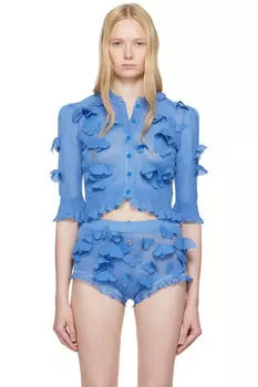 Вязаный топ с бабочками Coperni, синий