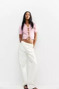 Вязаный топ с бантиками ZARA, цвет Light pink