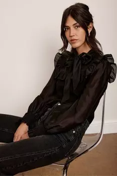 Вязаный топ с бантом Mint Velvet, черный