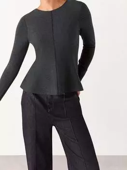 Вязаный топ с баской Whistles, темно-серый