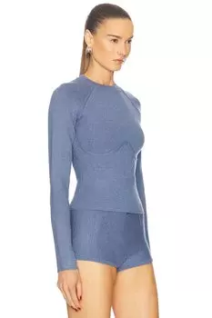 Вязаный топ с длинными рукавами под грудью fleur du mal, цвет Charcoal Blue