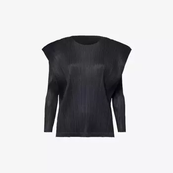 Вязаный топ с длинными рукавами «Сентябрь» Pleats Please Issey Miyake, черный
