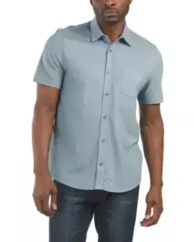 Вязаный топ с короткими рукавами и пуговицами спереди из пике Birdseye Ben Sherman, синий