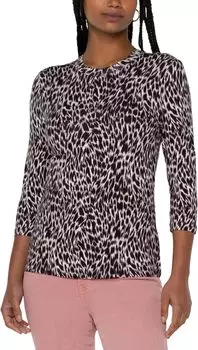 Вязаный топ с круглым вырезом и рукавами до локтя Liverpool Los Angeles, цвет Painterly Animal Print