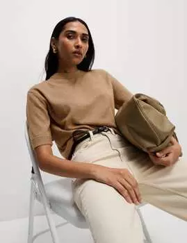 Вязаный топ с круглым вырезом из пряжи Air-Yarn Marks & Spencer, цвет Butterscotch