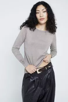 Вязаный топ с круглым вырезом River Island, золотой